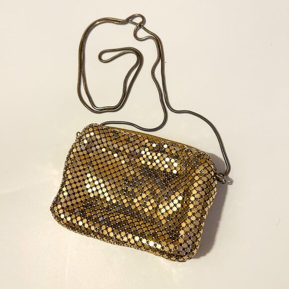Vintage Gold Mesh Long Strap Purse - Picture 1 of 8